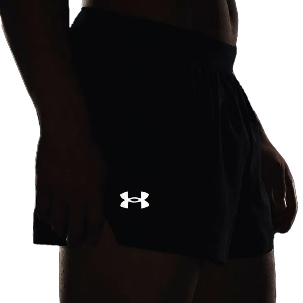 Black - Side - Under Armour Mens Launch Perforated Shorts
