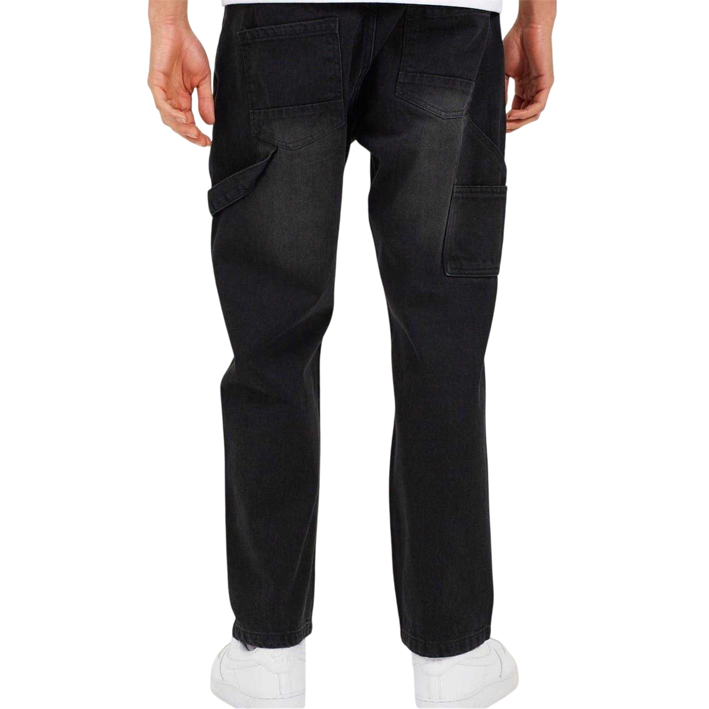 Charcoal - Back - Brave Soul Mens Cotton Loose Fit Jeans