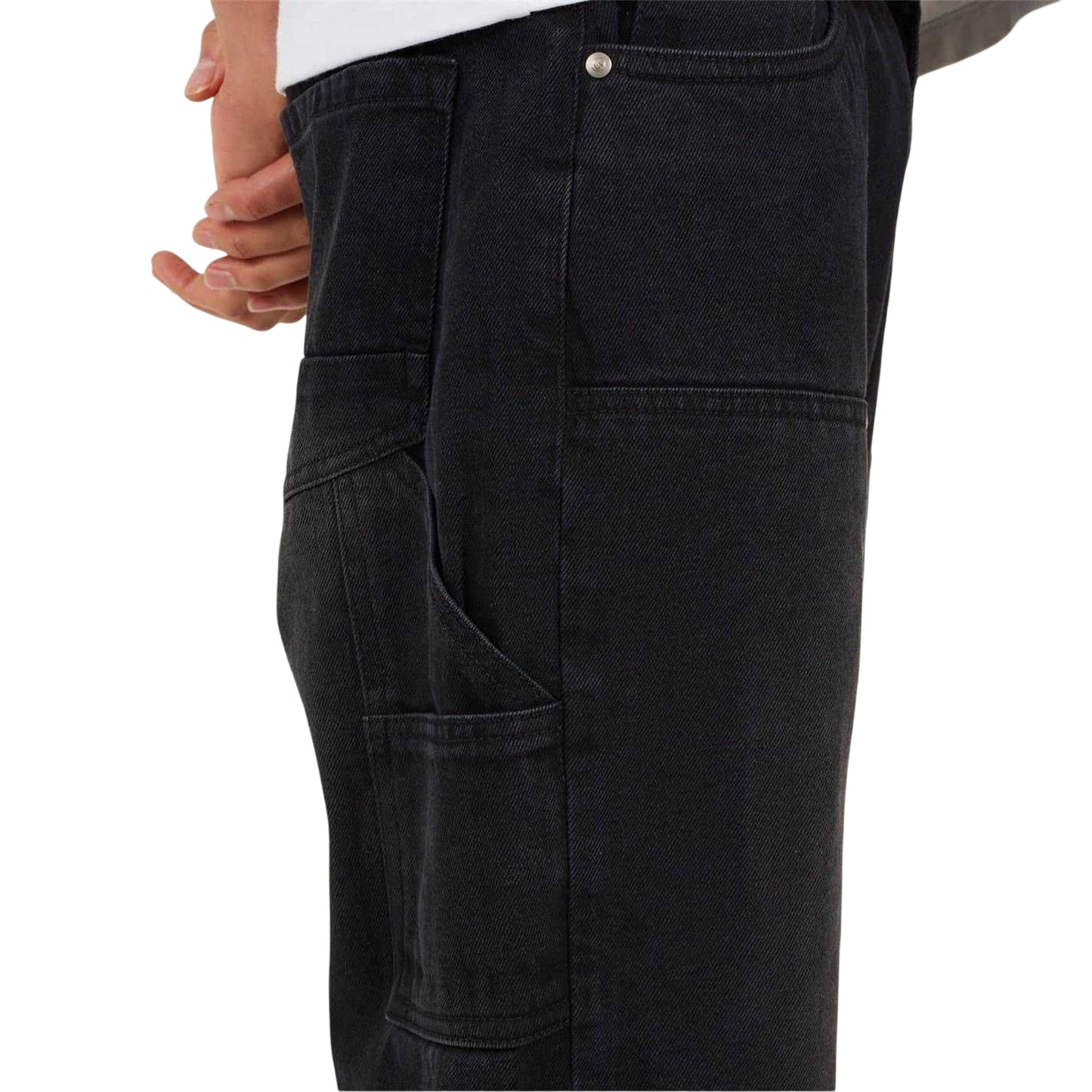 Charcoal - Side - Brave Soul Mens Cotton Loose Fit Jeans