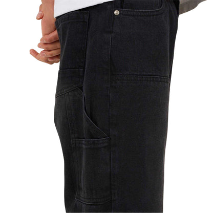 Charcoal - Side - Brave Soul Mens Cotton Loose Fit Jeans