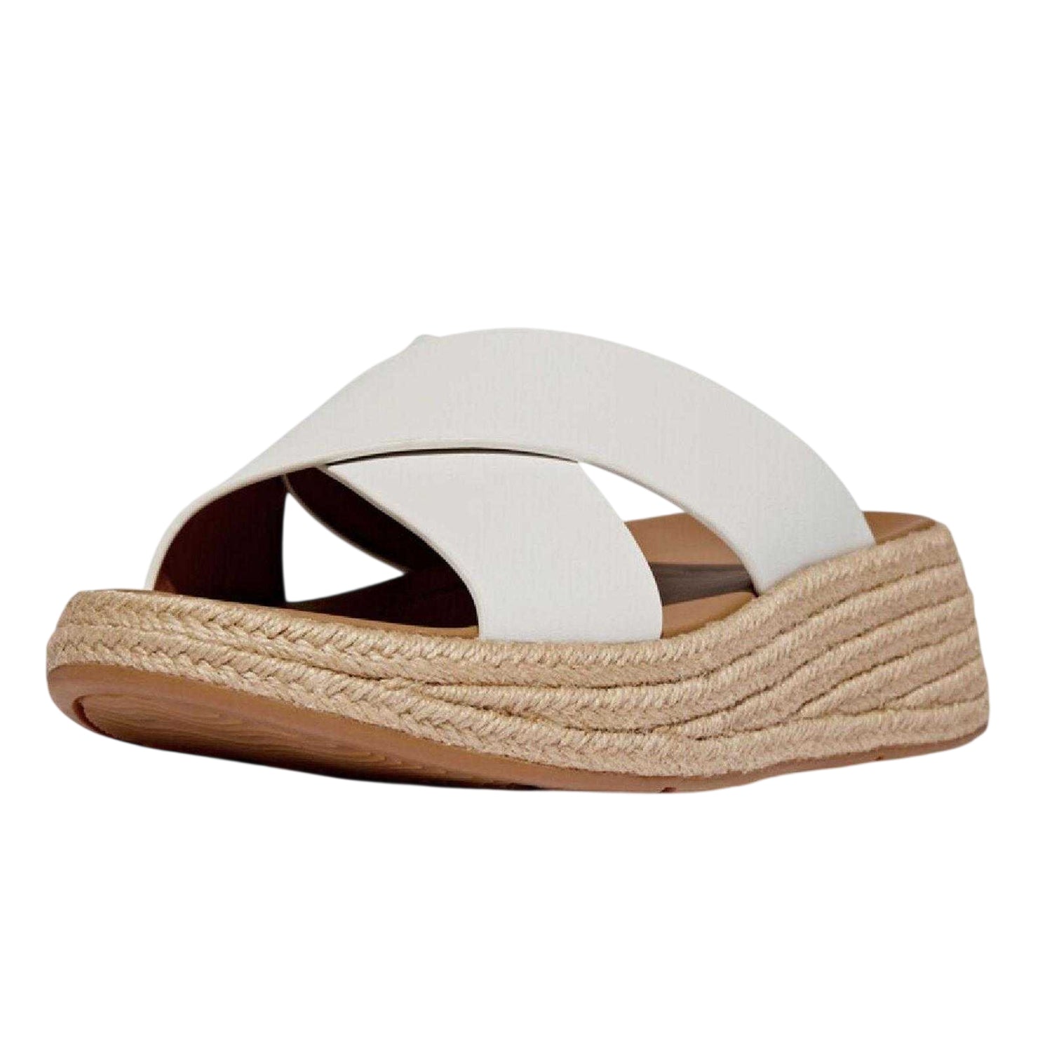 White - Side - FitFlop Womens-Ladies Leather Flatform Sliders