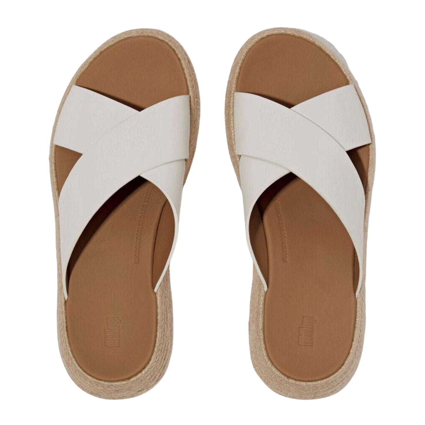 White - Lifestyle - FitFlop Womens-Ladies Leather Flatform Sliders