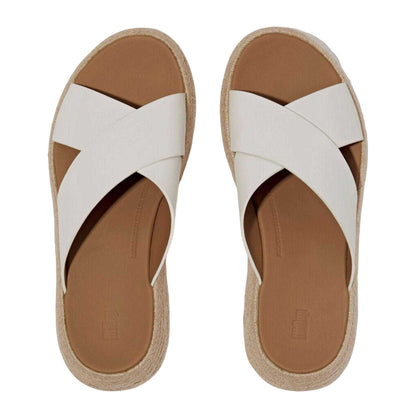 White - Lifestyle - FitFlop Womens-Ladies Leather Flatform Sliders