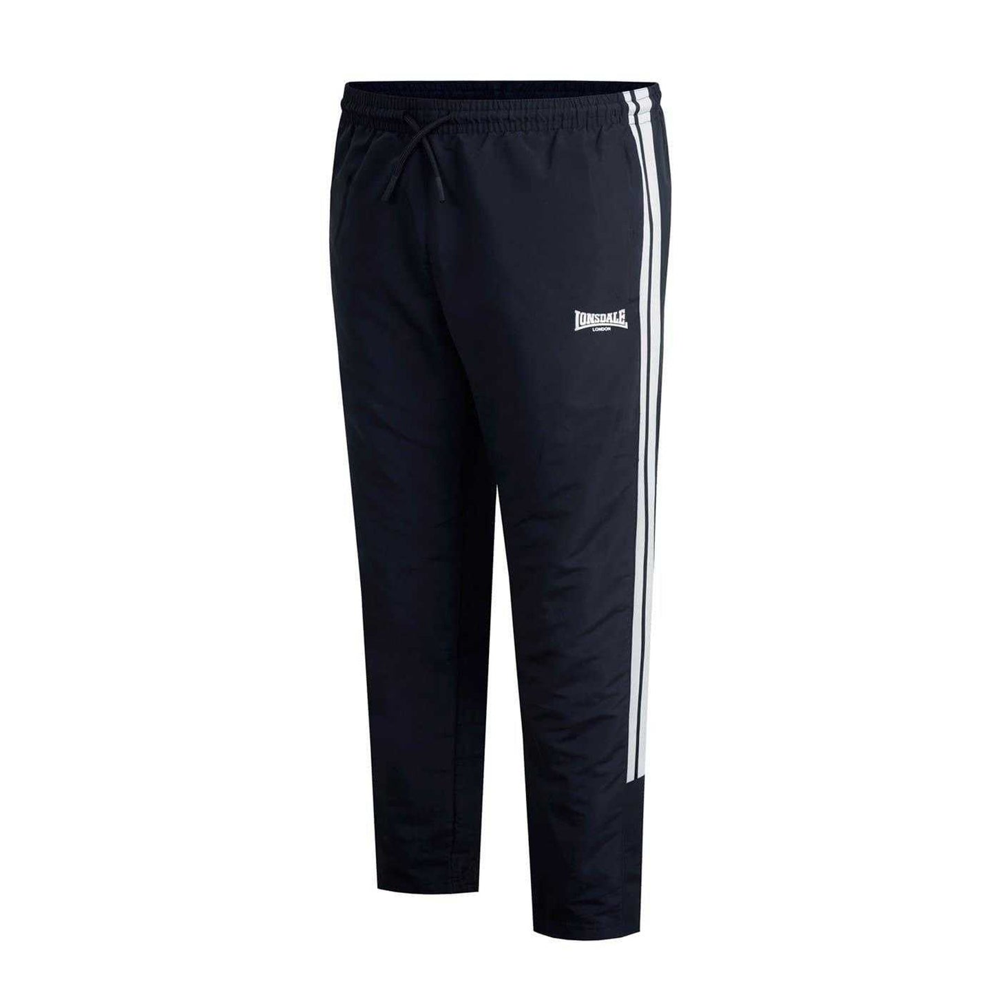 Black - Side - Lonsdale Mens Twin Stripe Tracksuit Bottoms