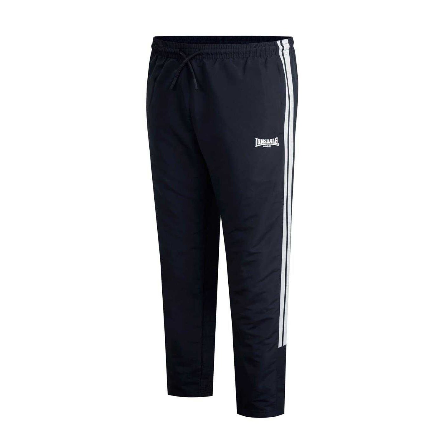 Black - Side - Lonsdale Mens Twin Stripe Tracksuit Bottoms