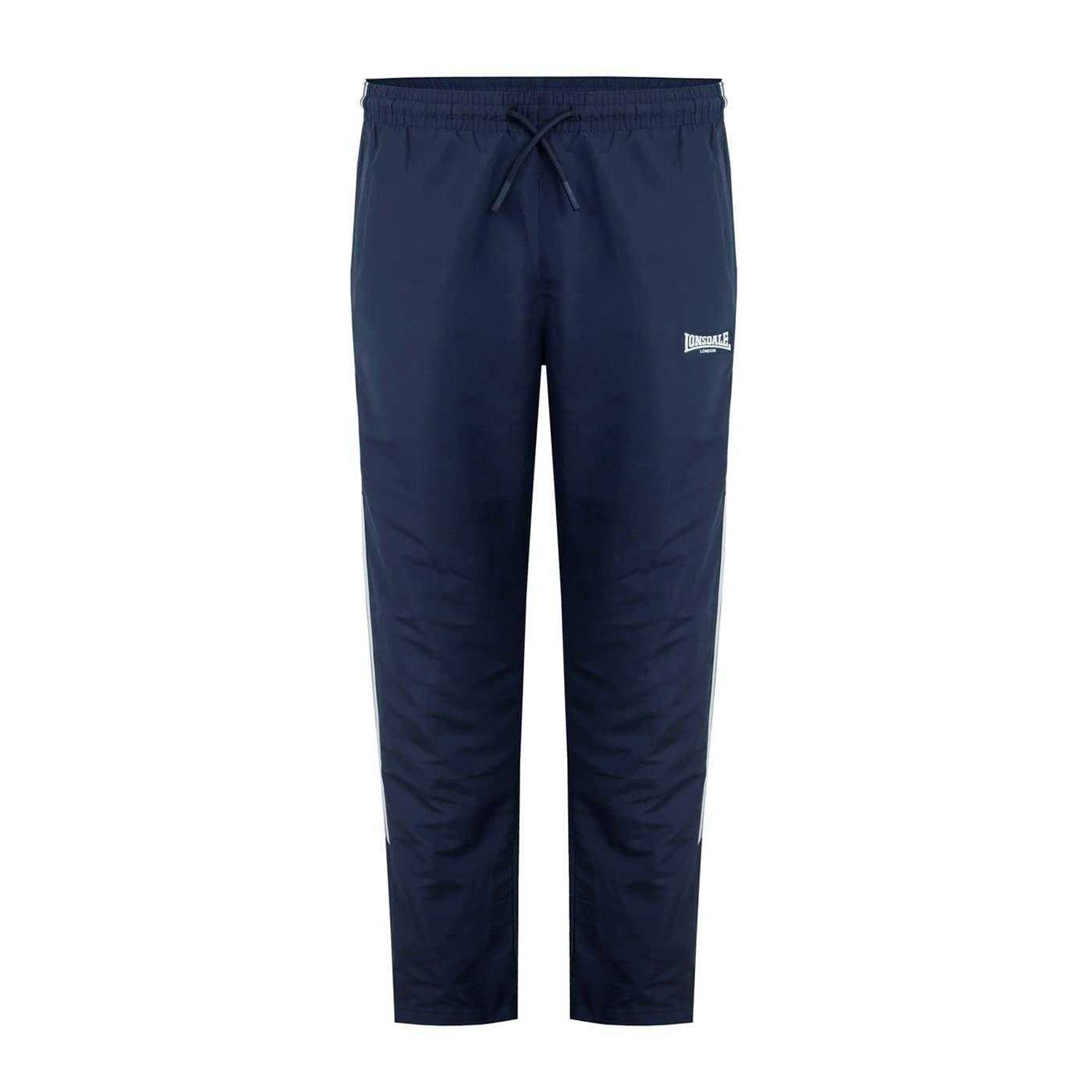 Navy - Front - Lonsdale Mens Twin Stripe Tracksuit Bottoms