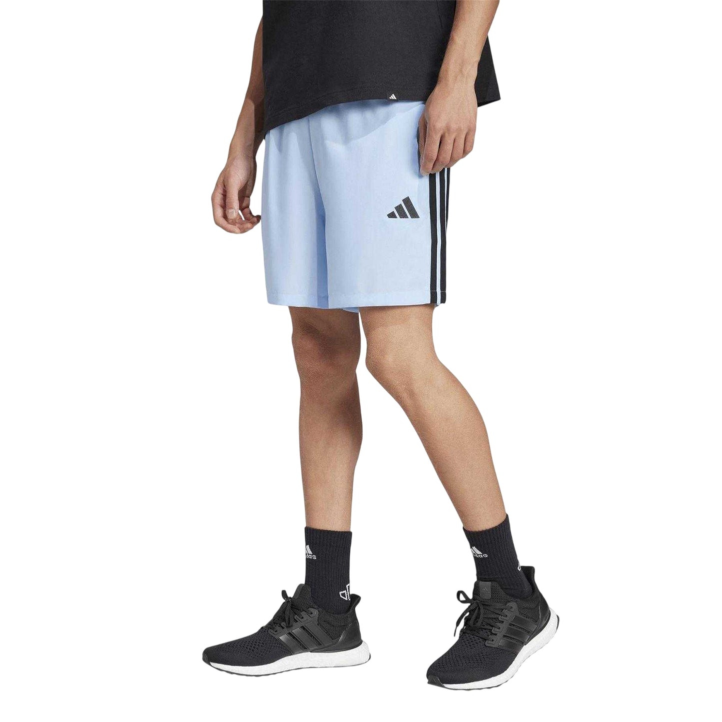 Glow Blue - Side - Adidas Mens 3 Stripes Shorts
