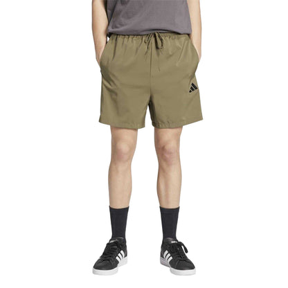 Khaki Brown-White - Side - Adidas Mens 3 Stripes Shorts