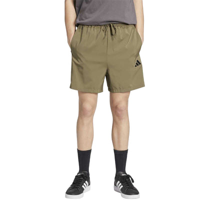 Khaki-White - Side - Adidas Mens 3 Stripes Shorts