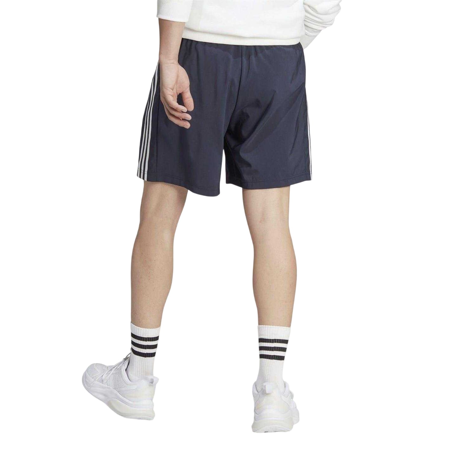 Navy-White - Back - Adidas Mens 3 Stripes Shorts
