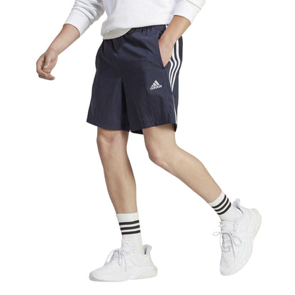 Navy-White - Side - Adidas Mens 3 Stripes Shorts