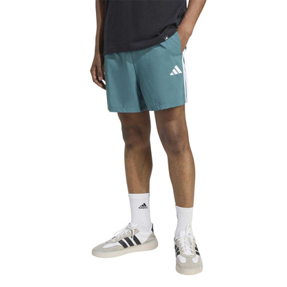 Teal - Side - Adidas Mens 3 Stripes Shorts