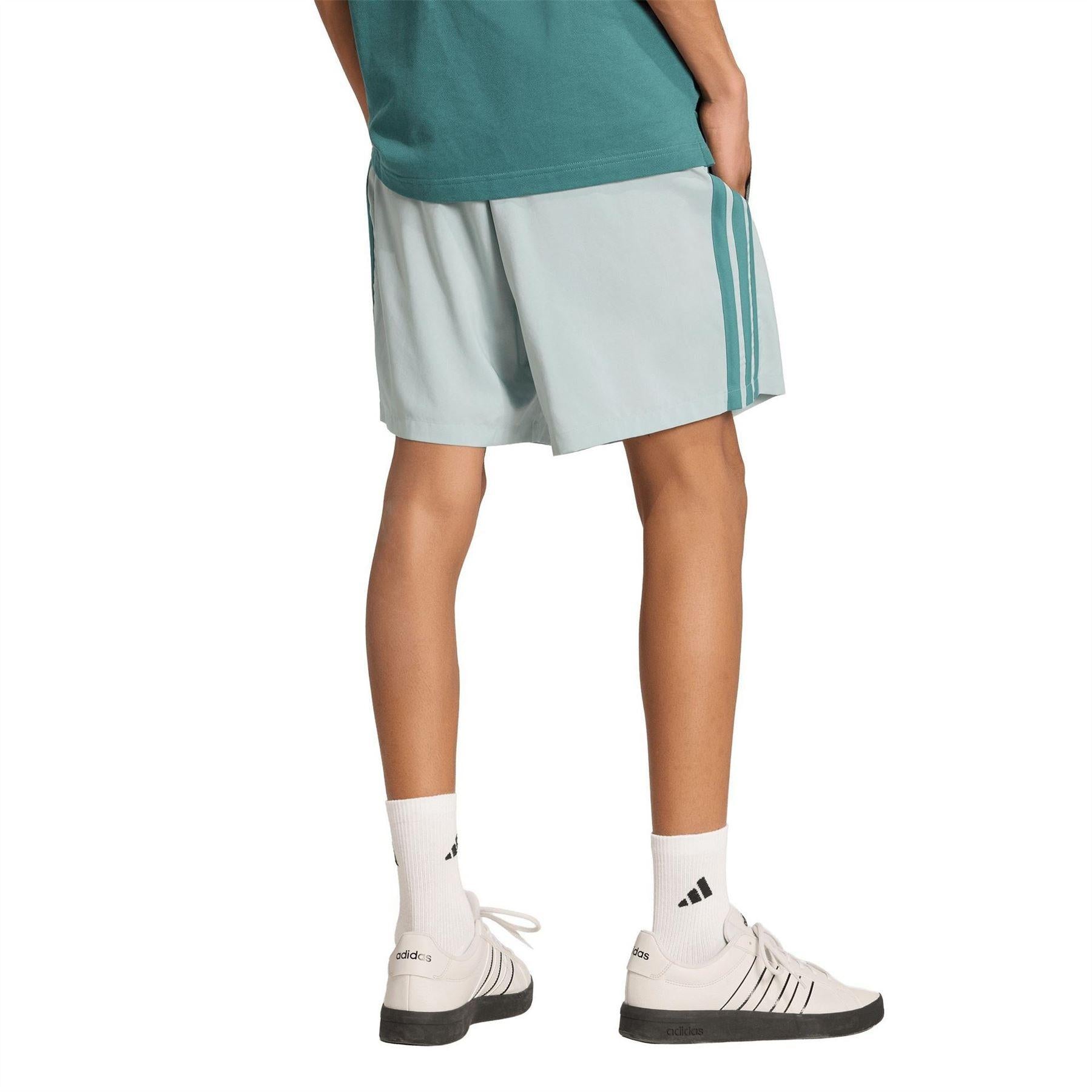 Sage-Teal - Back - Adidas Mens 3 Stripes Shorts