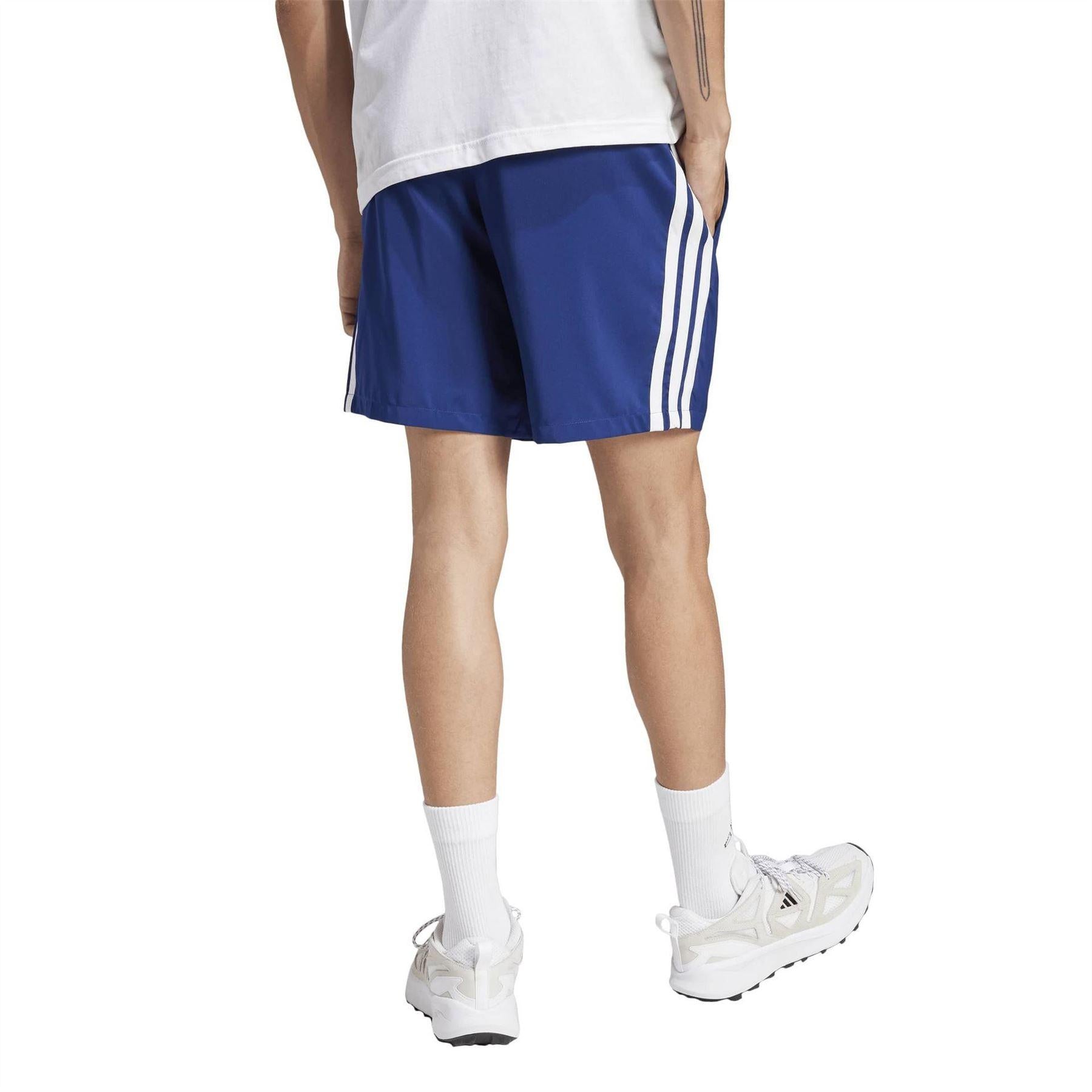 Dark Blue-White - Back - Adidas Mens 3 Stripes Shorts