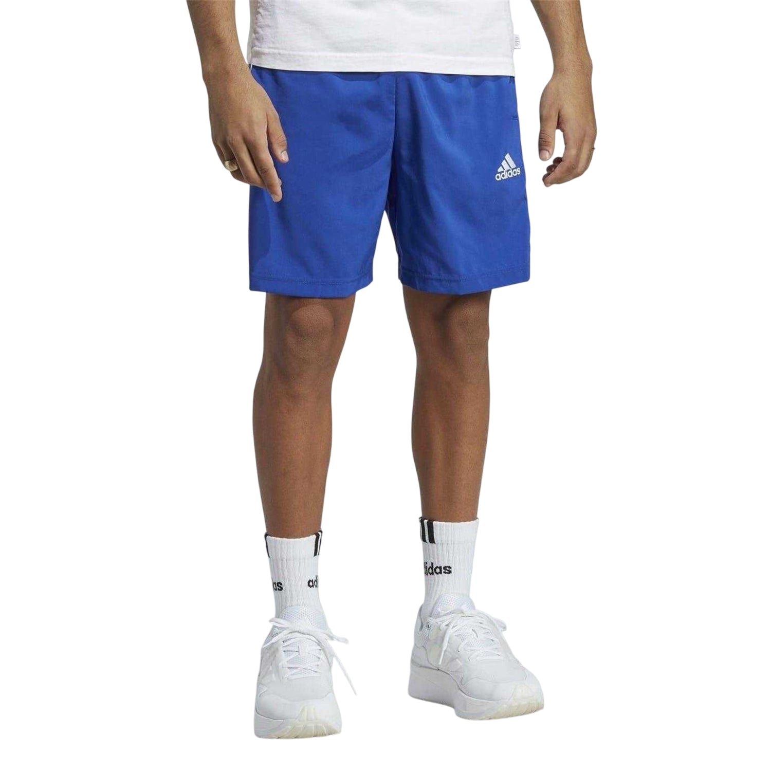 Bright Royal-White - Side - Adidas Mens 3 Stripes Shorts