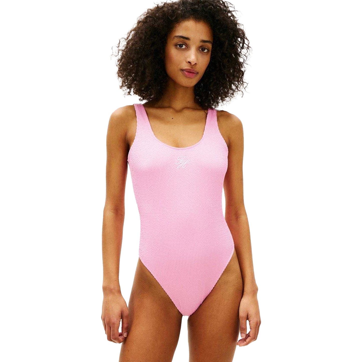Petal - Side - Tommy Hilfiger Womens-Ladies Textured Crinkle One Piece Swimsuit