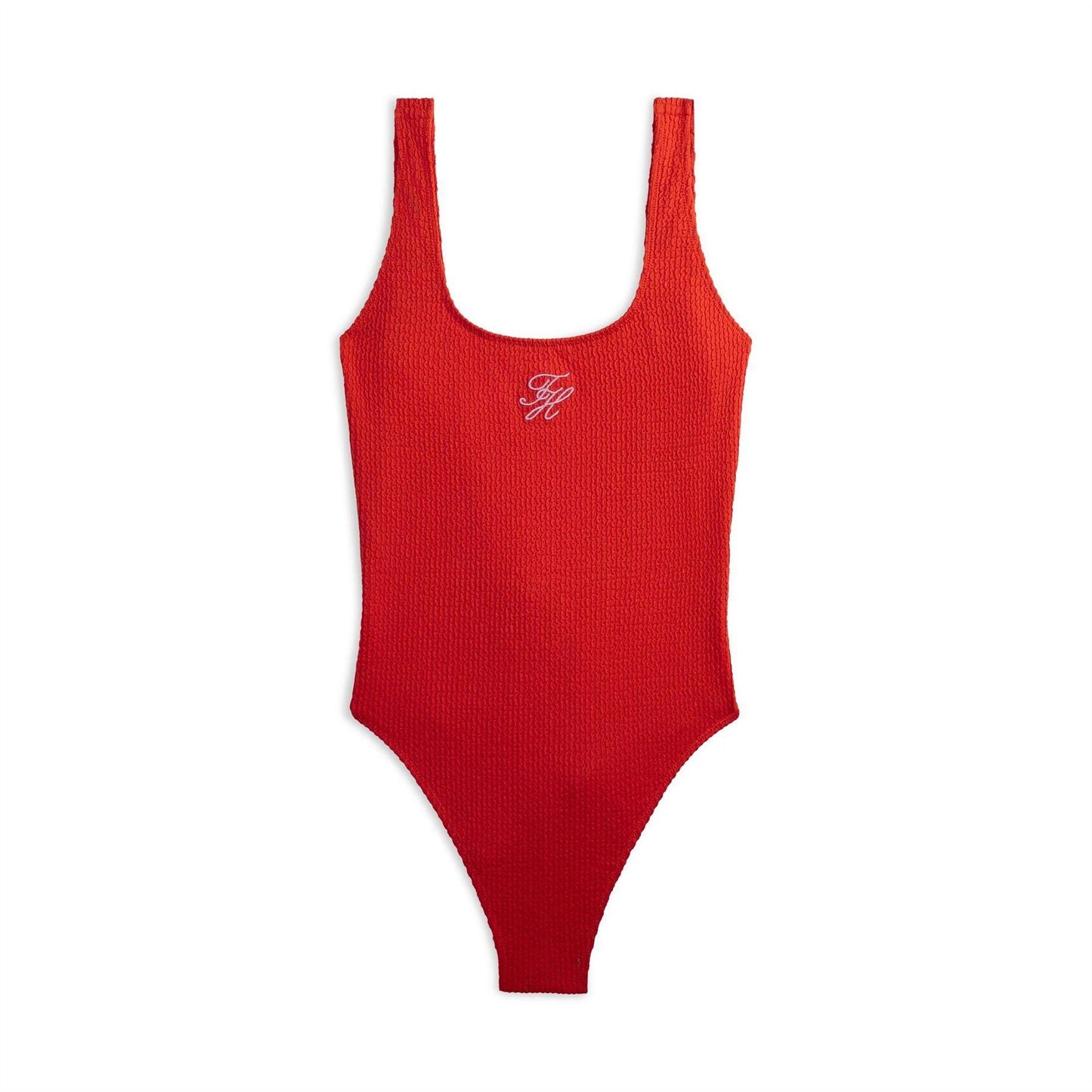Fire Red - Front - Tommy Hilfiger Womens-Ladies Textured Crinkle One Piece Swimsuit