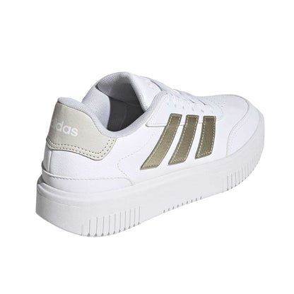 White-Gold - Back - Adidas Womens-Ladies Courtblock Platform Trainers