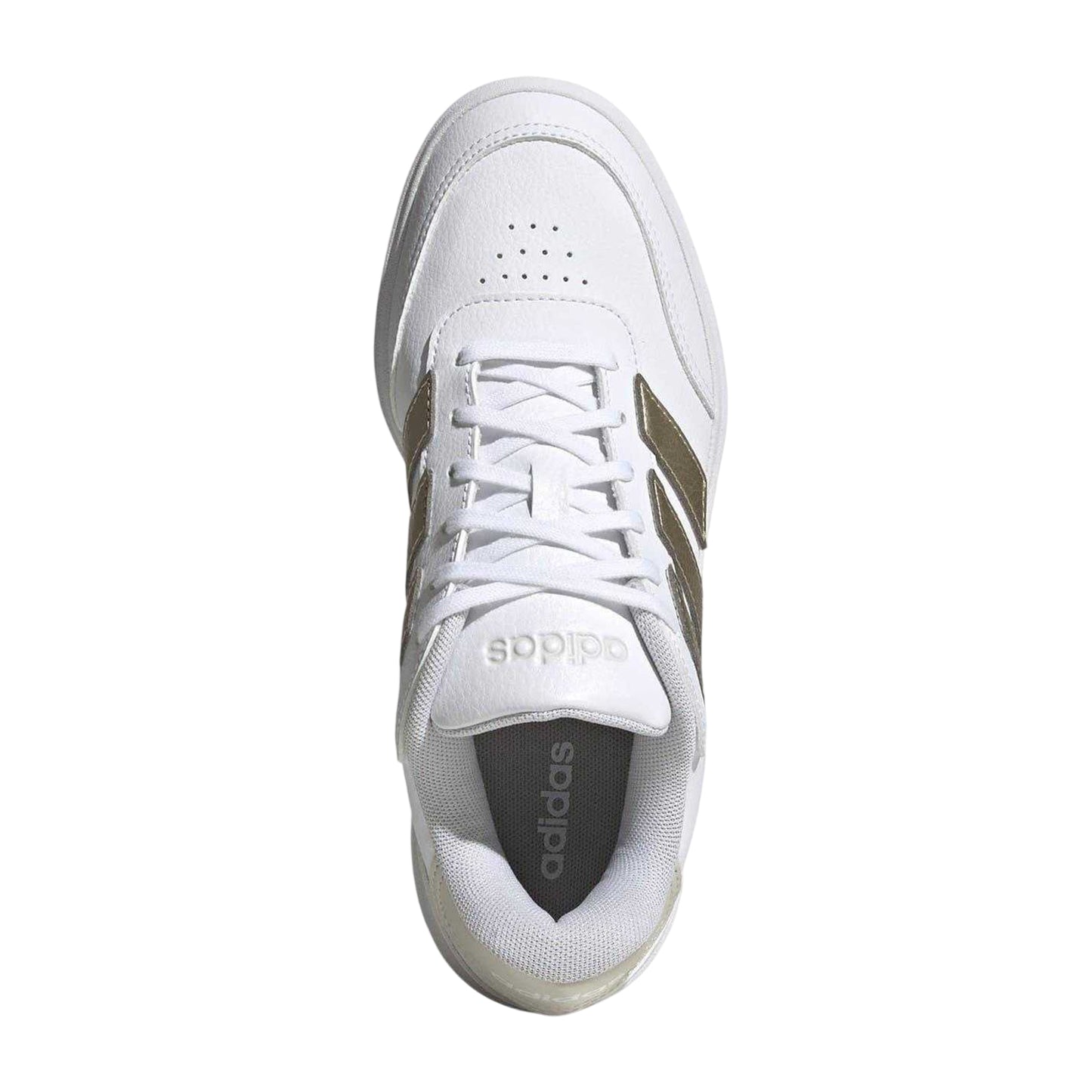 White-Gold - Pack Shot - Adidas Womens-Ladies Courtblock Platform Trainers