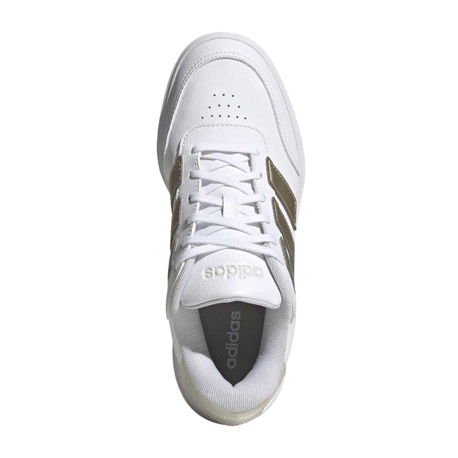 White-Gold - Pack Shot - Adidas Womens-Ladies Courtblock Platform Trainers