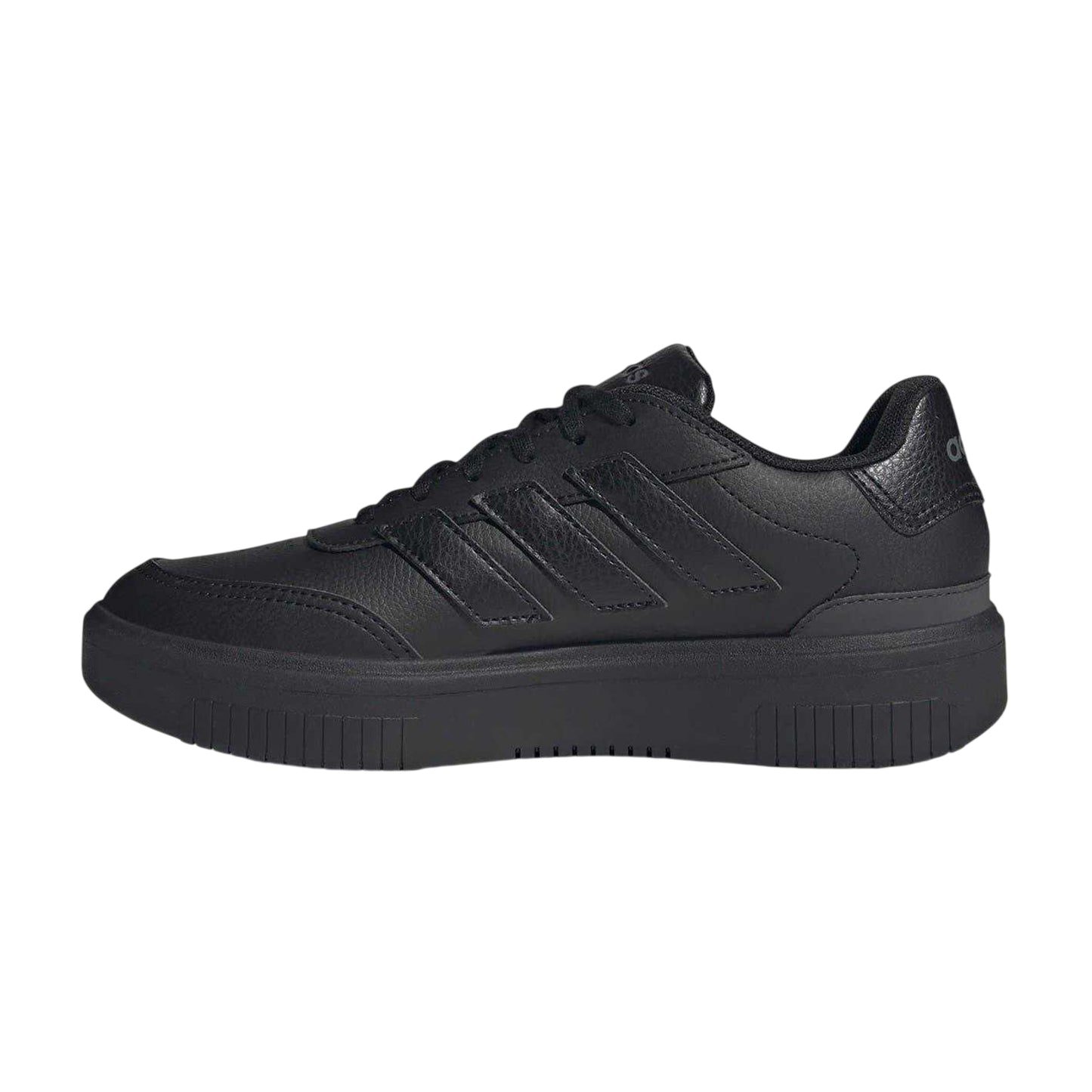 Triple Black - Side - Adidas Womens-Ladies Courtblock Platform Trainers