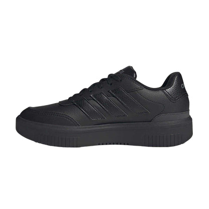 Triple Black - Side - Adidas Womens-Ladies Courtblock Platform Trainers
