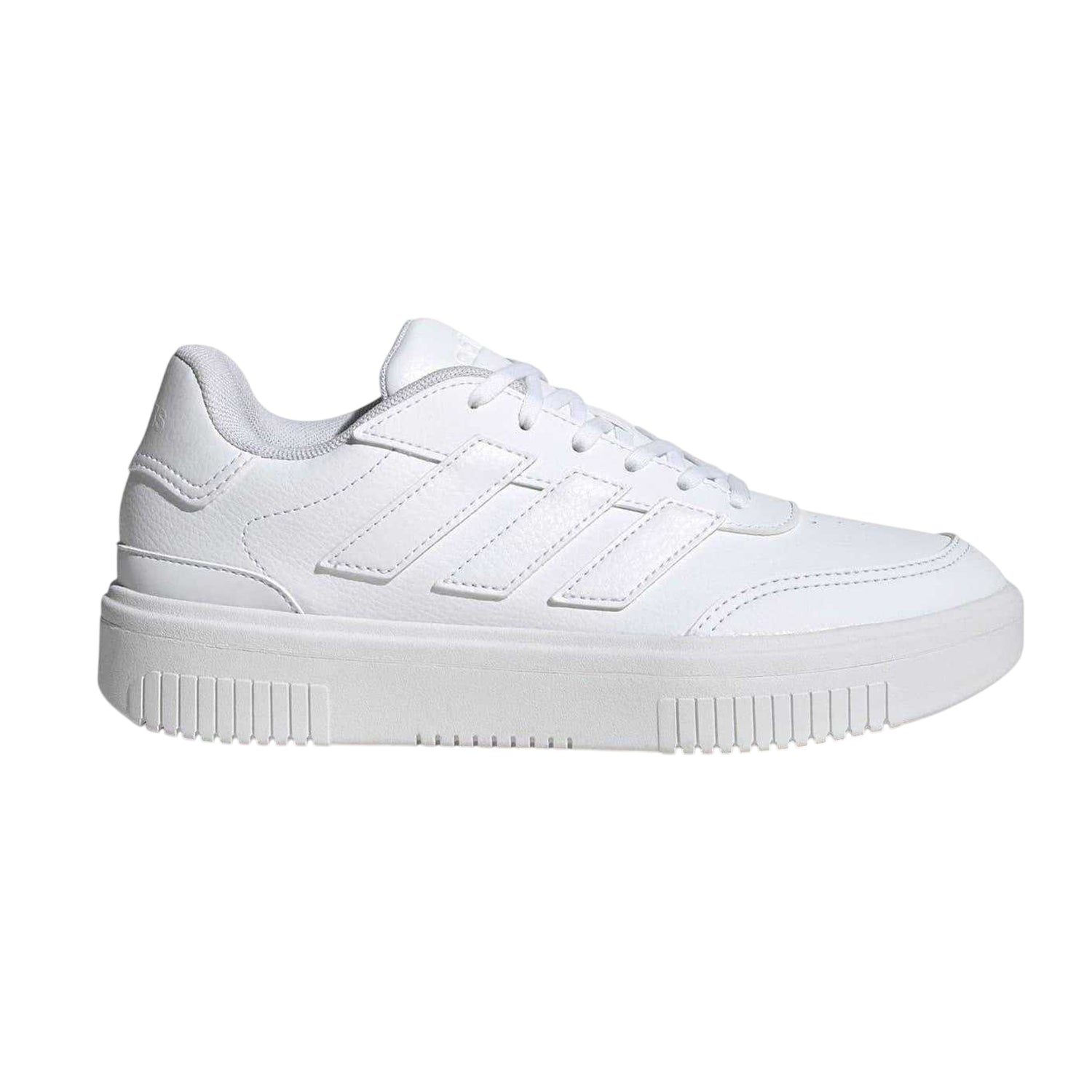 White - Front - Adidas Womens-Ladies Courtblock Platform Trainers