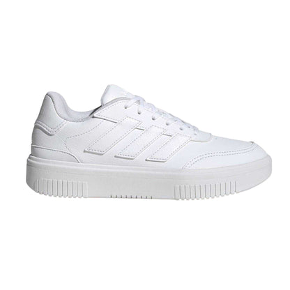 White - Front - Adidas Womens-Ladies Courtblock Platform Trainers