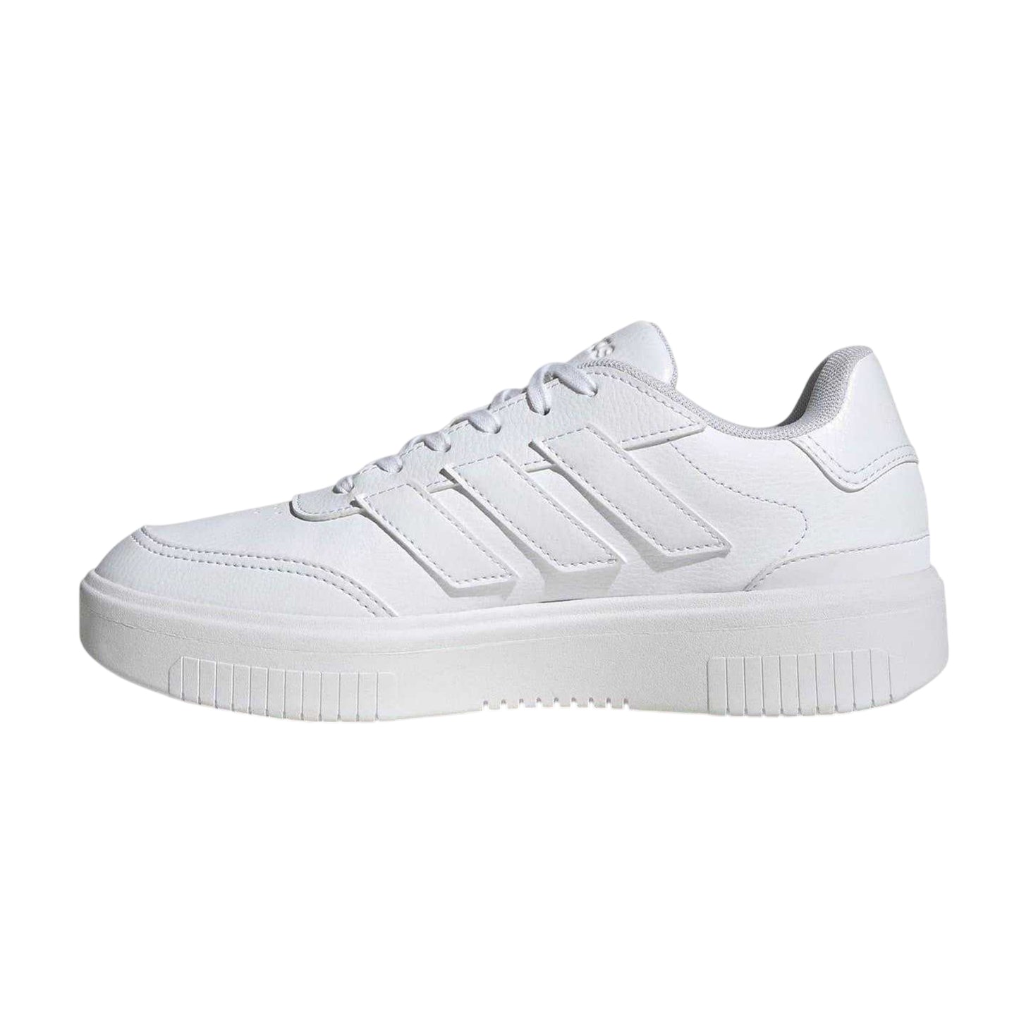 White - Side - Adidas Womens-Ladies Courtblock Platform Trainers