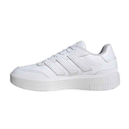 White - Side - Adidas Womens-Ladies Courtblock Platform Trainers