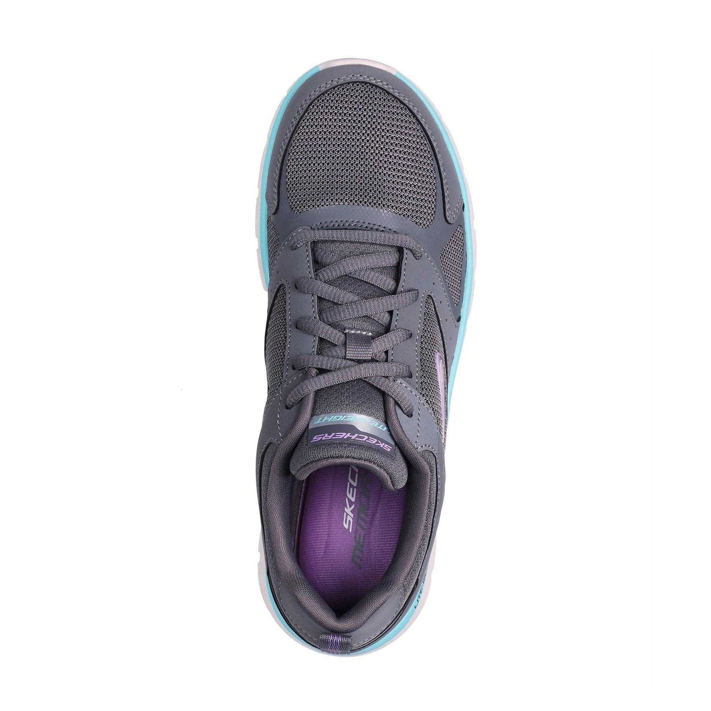 Charcoal-Aqua - Lifestyle - Skechers Womens-Ladies Track Trainers