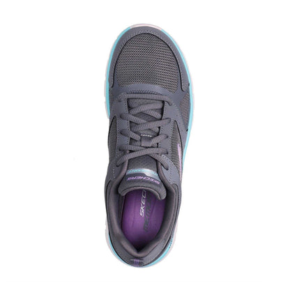 Charcoal-Aqua - Lifestyle - Skechers Womens-Ladies Track Trainers