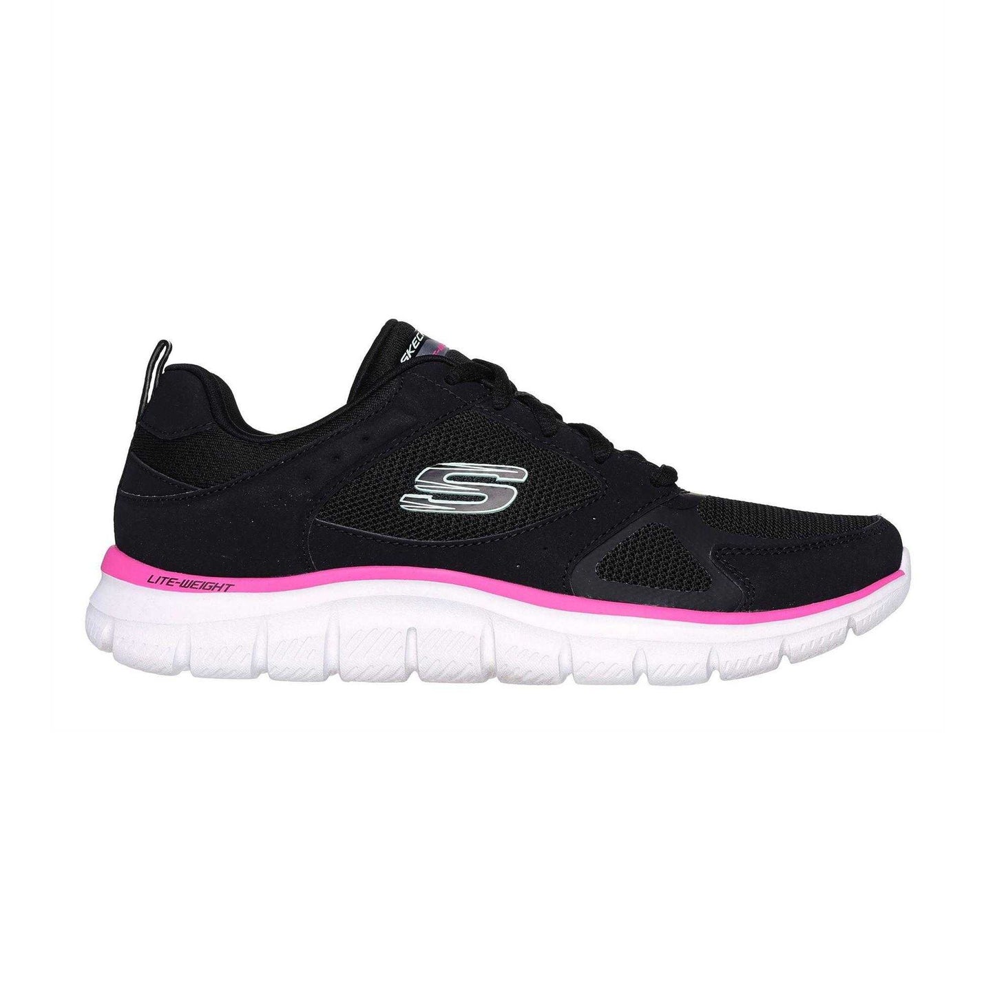 Black-Pink - Side - Skechers Womens-Ladies Track Trainers