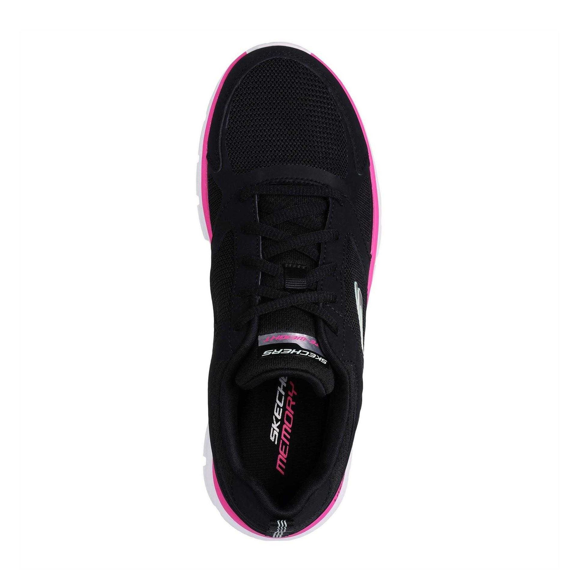 Black-Pink - Lifestyle - Skechers Womens-Ladies Track Trainers