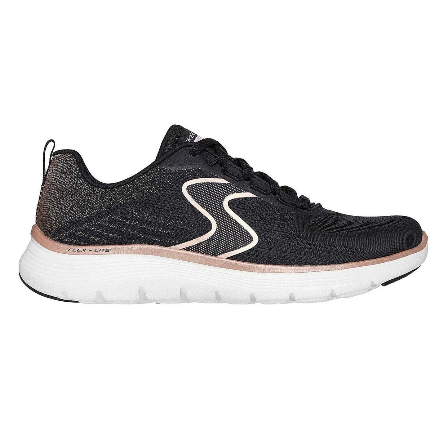 Black-Rose Gold - Side - Skechers Womens-Ladies Flex Appeal 5.0 Flat Trainers