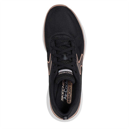 Black-Rose Gold - Pack Shot - Skechers Womens-Ladies Flex Appeal 5.0 Flat Trainers