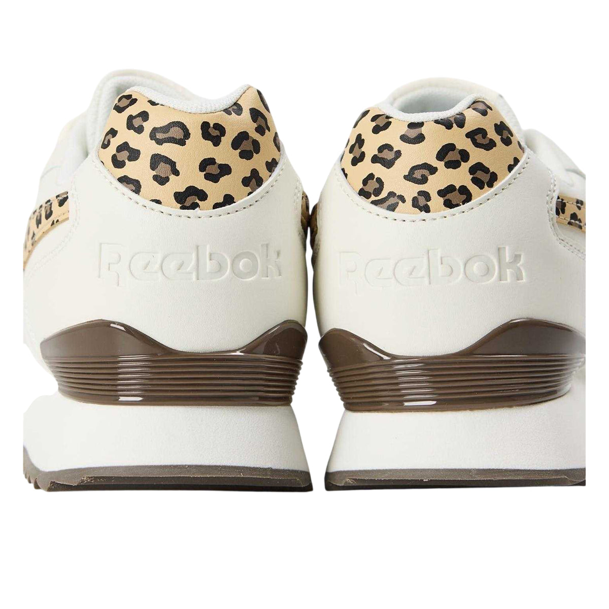 Chalk-Leopard - Back - Reebok Womens-Ladies Royal Glide Leather Trim Ripple Clip Trainers