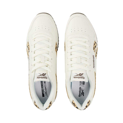 Chalk-Leopard - Lifestyle - Reebok Womens-Ladies Royal Glide Leather Trim Ripple Clip Trainers
