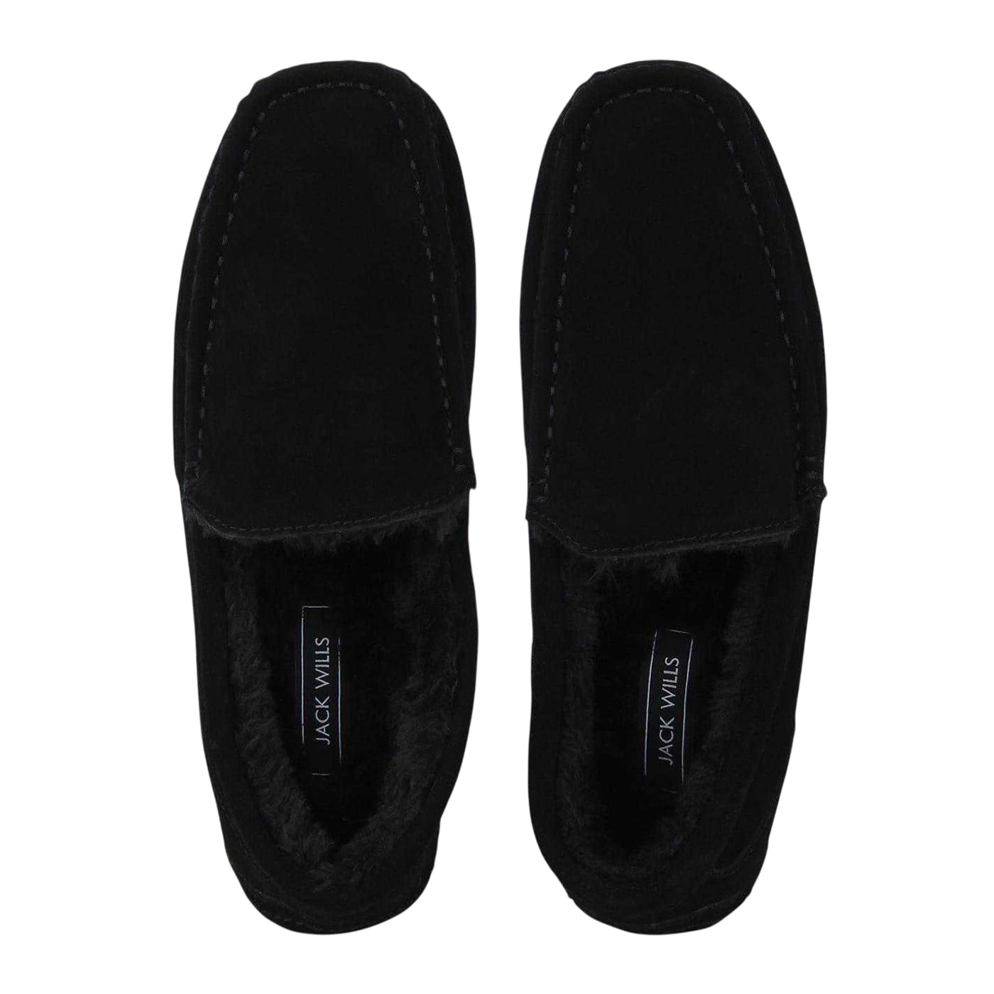 Black - Pack Shot - Jack Wills Mens Suede Moccasin Slippers