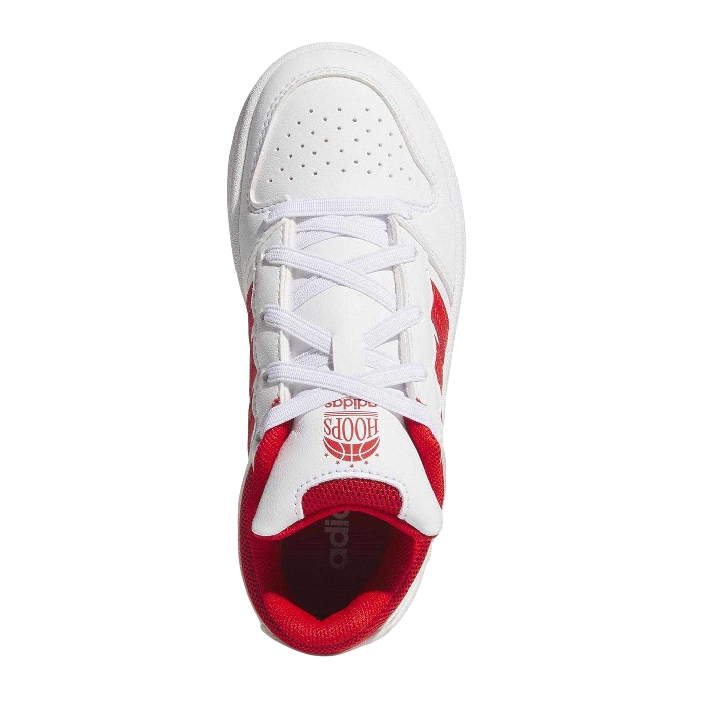 White-Red - Pack Shot - Adidas Childrens-Kids Hoops 3.0 Basketball Shoes