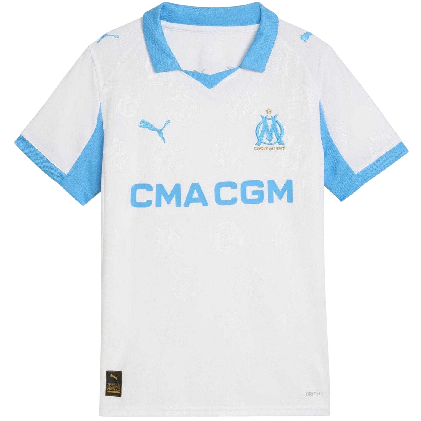 White-Blue - Front - Puma Childrens-Kids 25-26 Olympique De Marseille FC Football Shirt