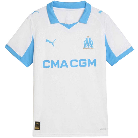 White-Blue - Front - Puma Childrens-Kids 25-26 Olympique De Marseille FC Football Shirt