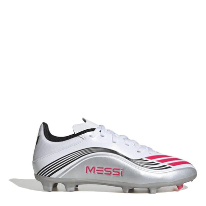 White-Red - Front - Adidas Childrens-Kids F50 League Firm Ground Football Boots