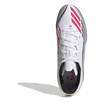 White-Red - Pack Shot - Adidas Childrens-Kids F50 League Firm Ground Football Boots