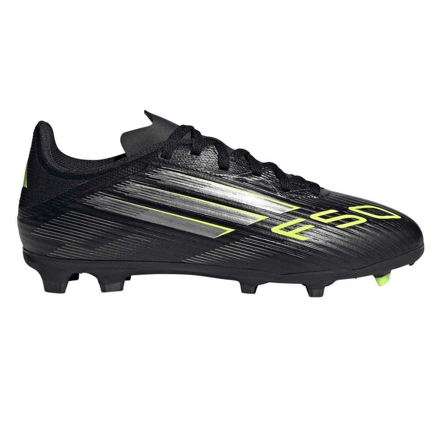 Black-Lemon - Side - Adidas Childrens-Kids F50 League Firm Ground Football Boots