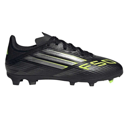 Black-Lemon - Side - Adidas Childrens-Kids F50 League Firm Ground Football Boots