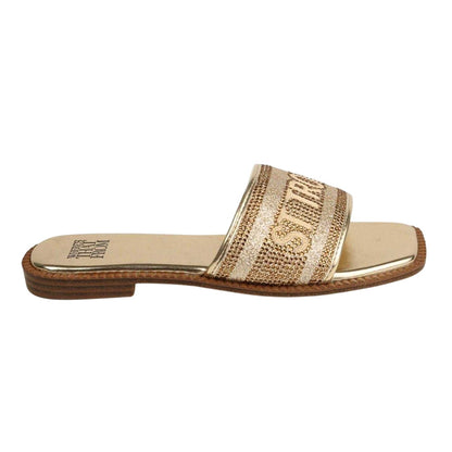 Gold - Front - Where´s That From Womens-Ladies Brandi St Tropez Flat Slides