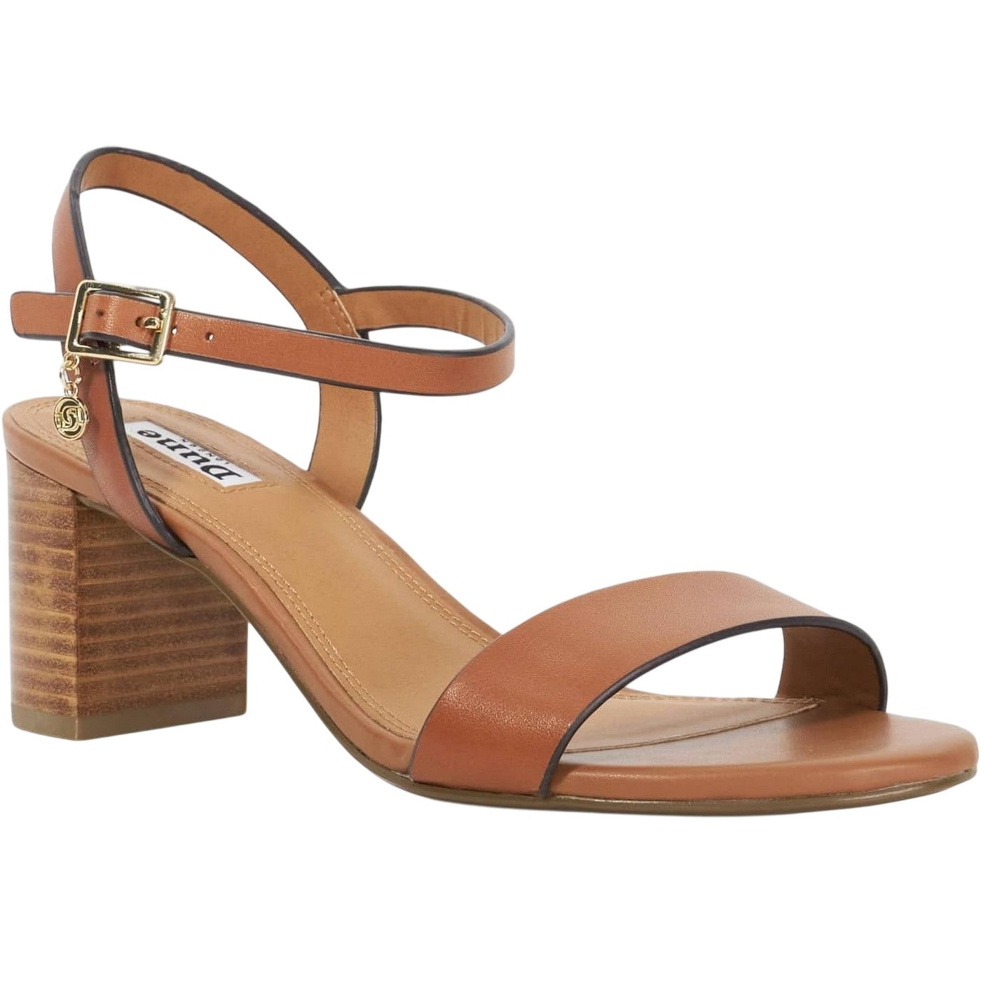 Tan - Front - Dune London Womens-Ladies Jelly Leather Block Heel Sandals