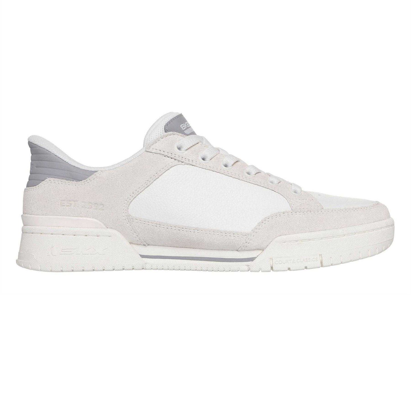 Off White - Side - Skechers Mens Leather Flat Trainers