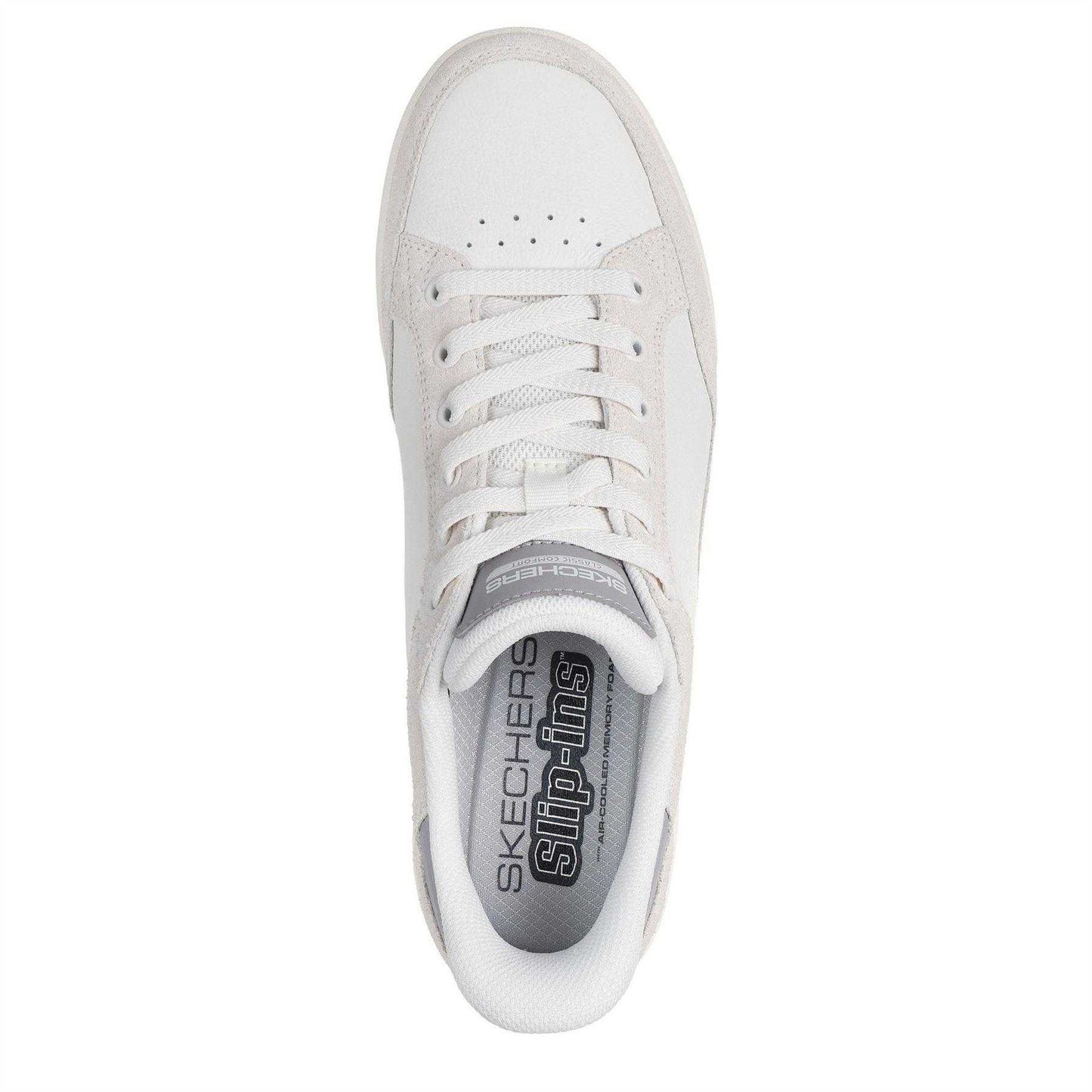 Off White - Pack Shot - Skechers Mens Leather Flat Trainers